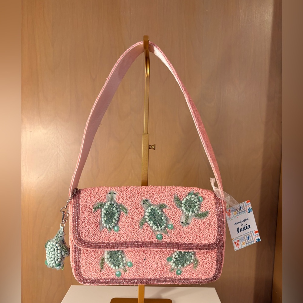 Pink Beaded Turtle Shoulder Bag - Picture 2 of 4